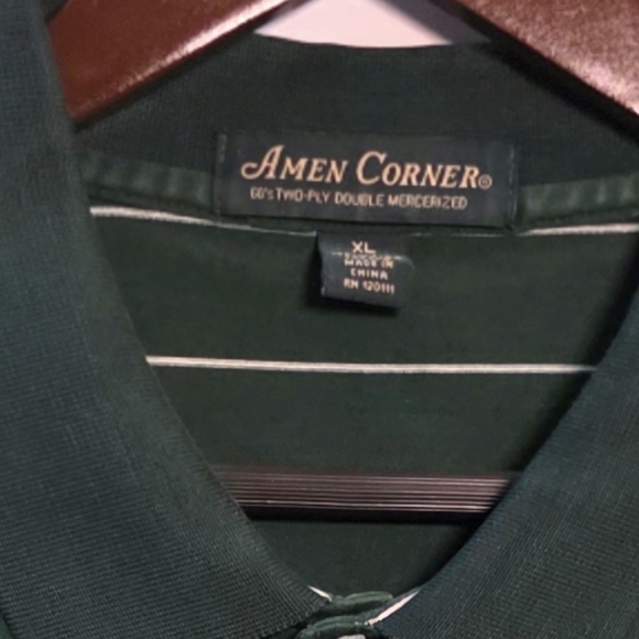 Green Polo Shirt with White Stripes - Picture 3 of 3